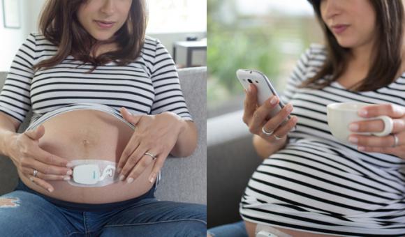 Bloomlife detects the contractions and sends their characteristics (duration, frequency) on your mobile phone.